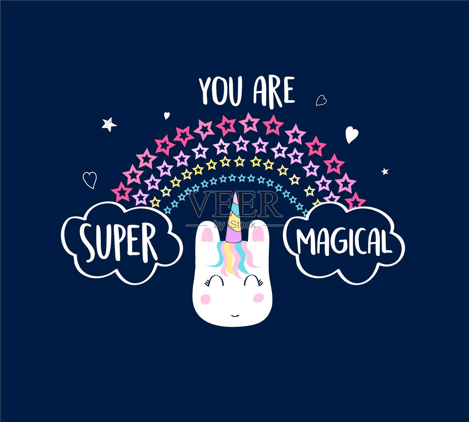 手绘甜独角兽插画图片素材