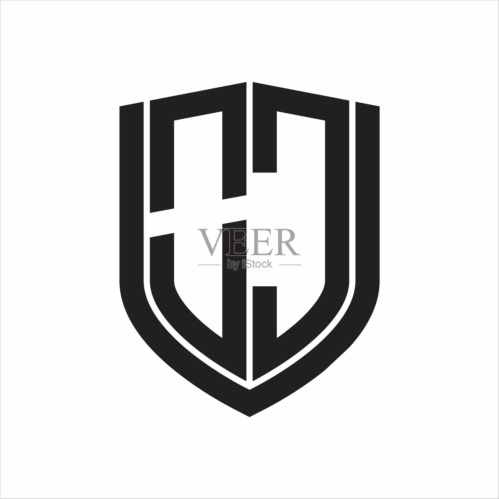 Oc标志与徽章盾设计的字母组合插画图片素材