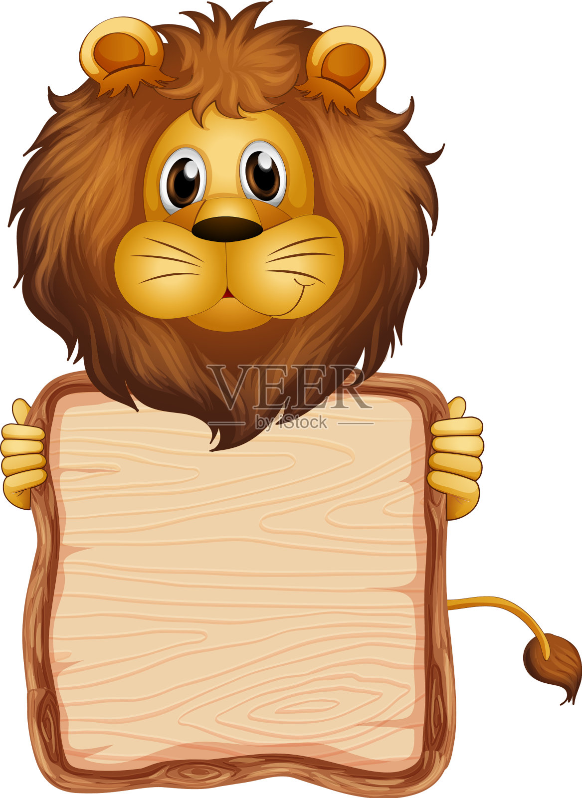 板模板与可爱的狮子在白色的背景设计元素图片