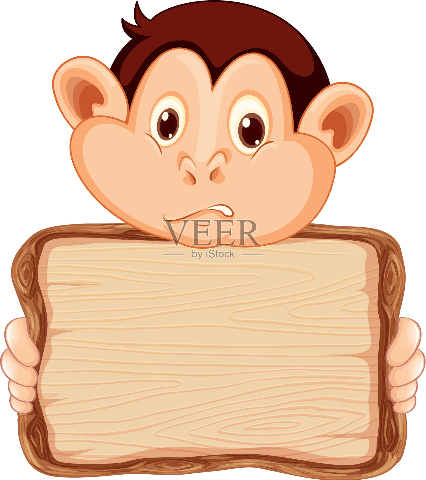 板模板与可爱的猴子在白色设计元素图片