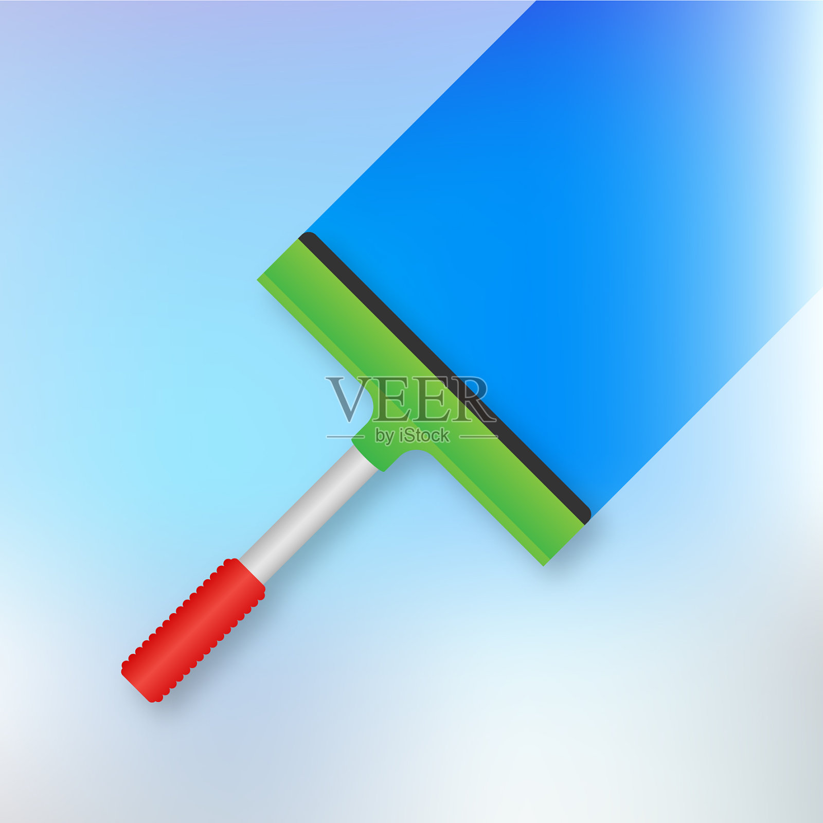 用现代风格的玻璃刮刀清洗窗户插画图片素材