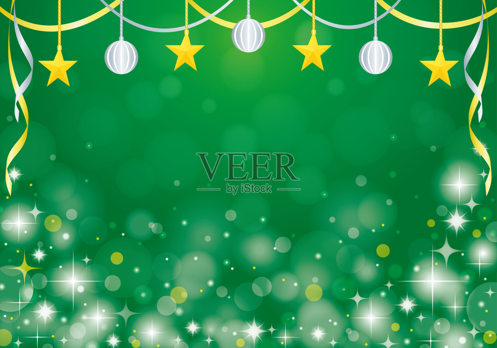 装饰和闪闪发光的背景插图/绿色/水平插画图片素材