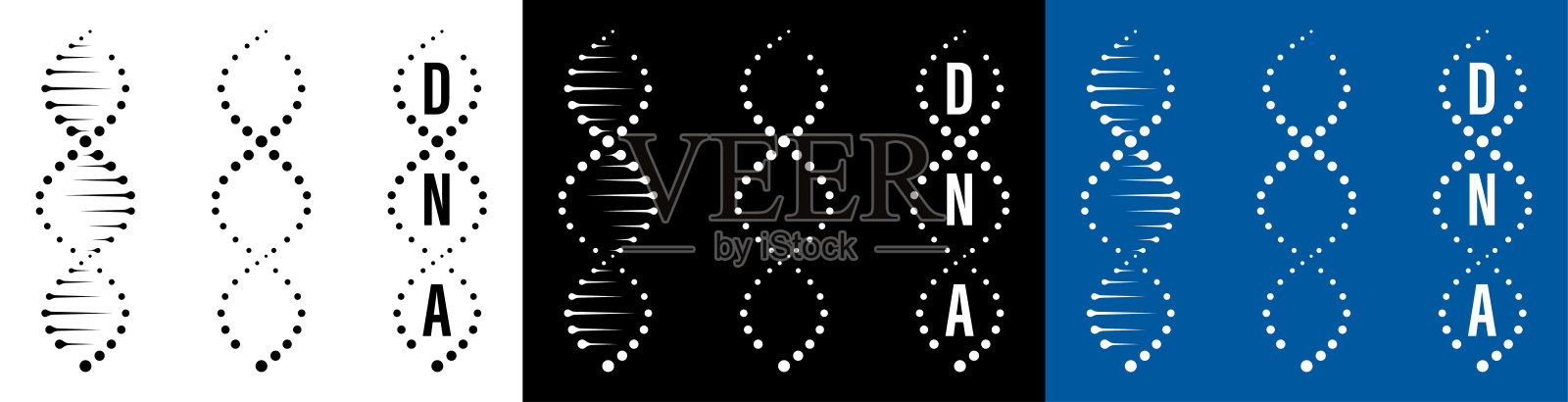 Dna螺旋集。DNA的科学研究。先进的处理技术。向量插画图片素材