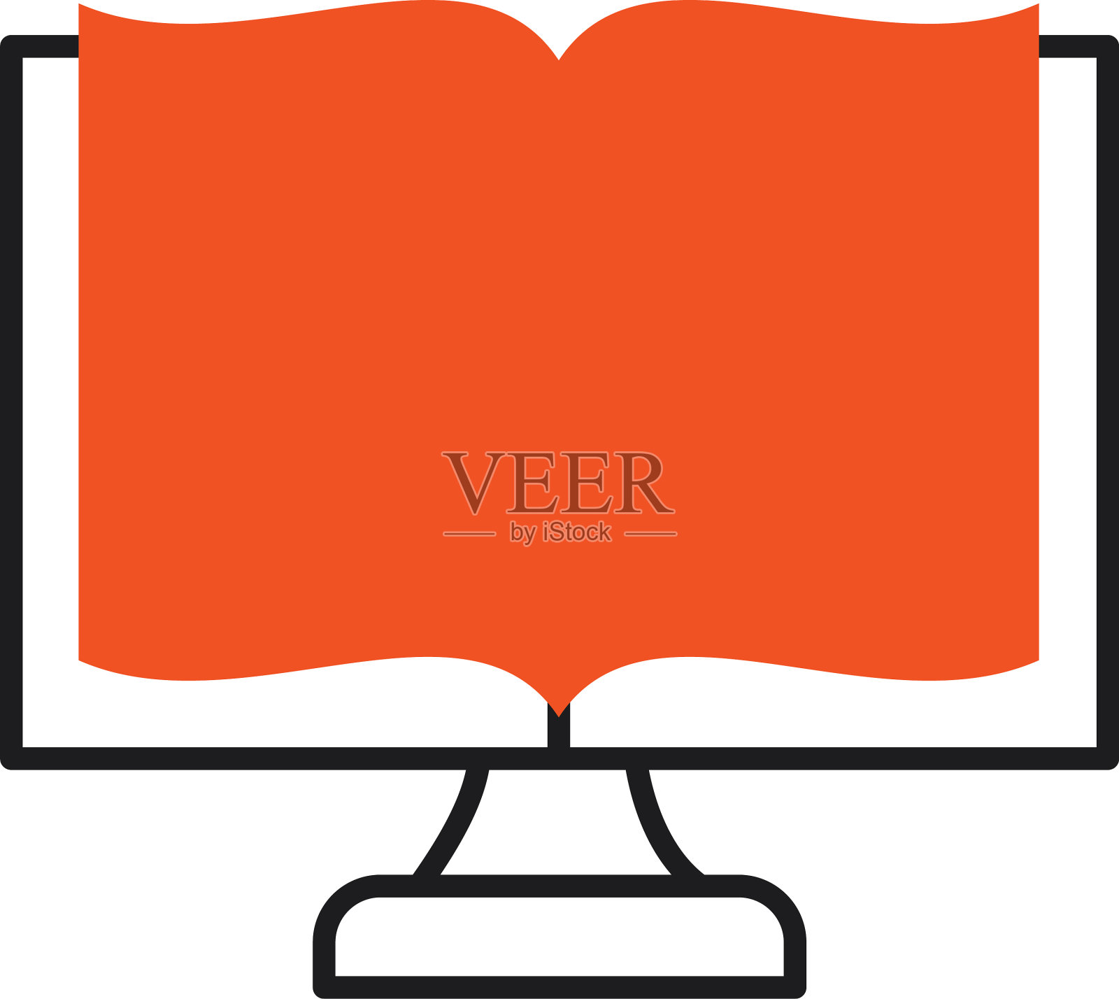 在线学习概念电脑与书籍图标图标素材