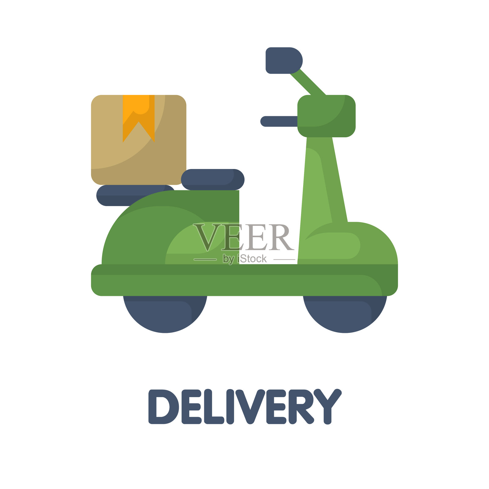 图标摩托车交付平面风格图标设计插画图片素材