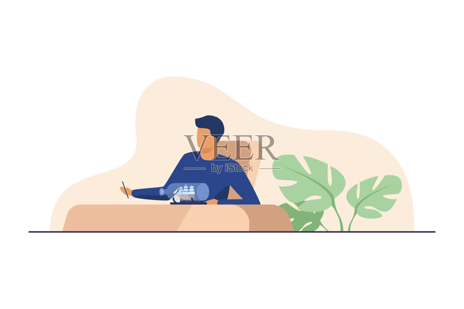 用自己的双手制作工艺品的人插画图片素材