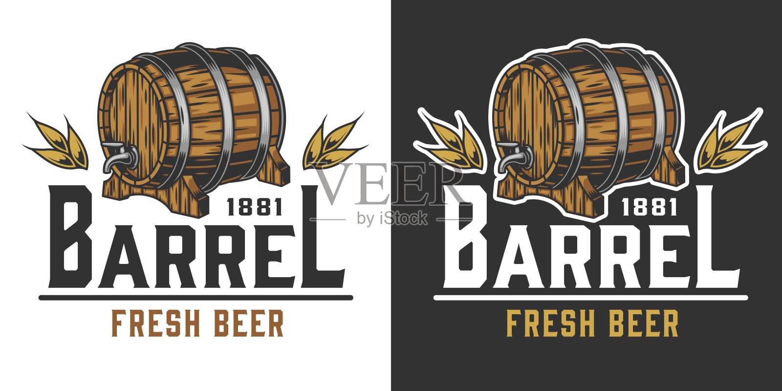 七彩酿造vintage标签插画图片素材