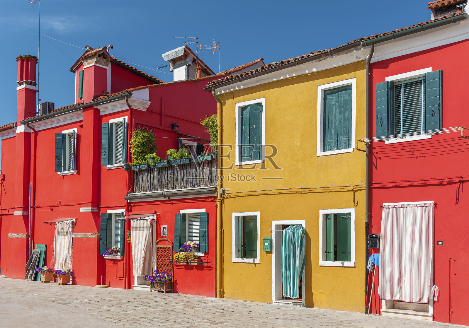 意大利威尼斯的彩色房子。照片摄影图片