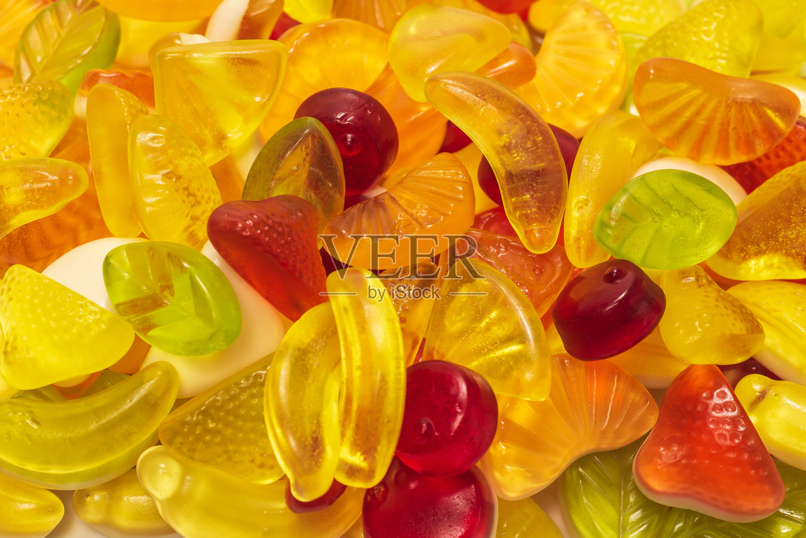 什锦美味的软糖。照片摄影图片