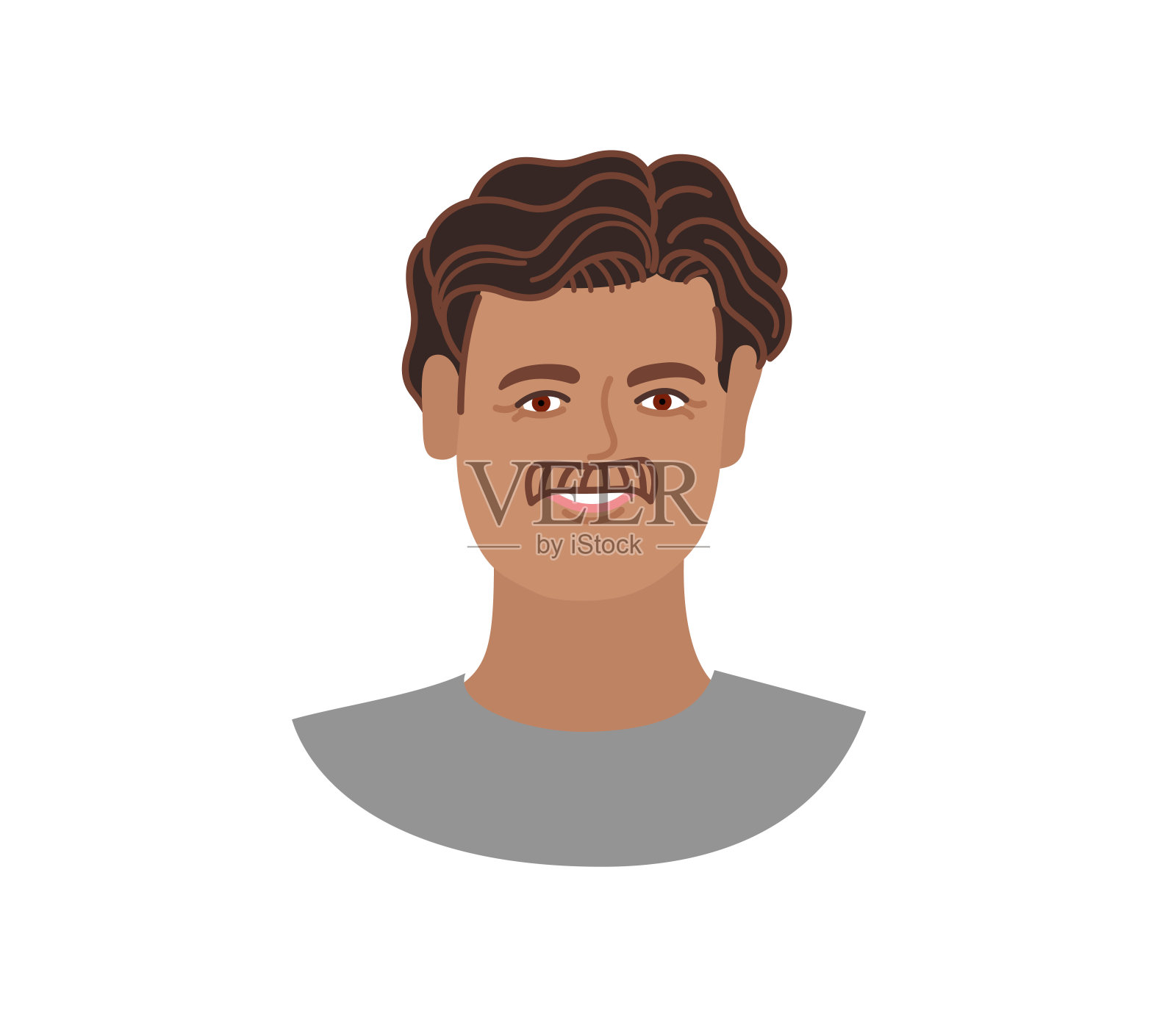 卡通风格的快乐印度人。插画图片素材