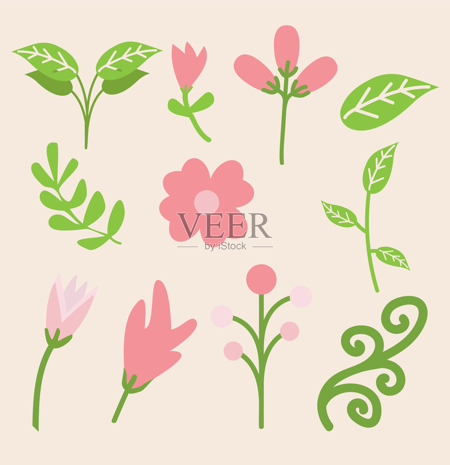 春花元素套装插画图片素材