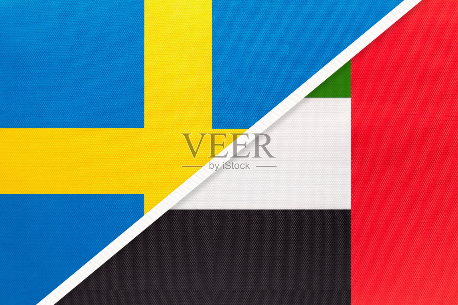 瑞典和阿拉伯联合酋长国纺织国旗象征插画图片素材