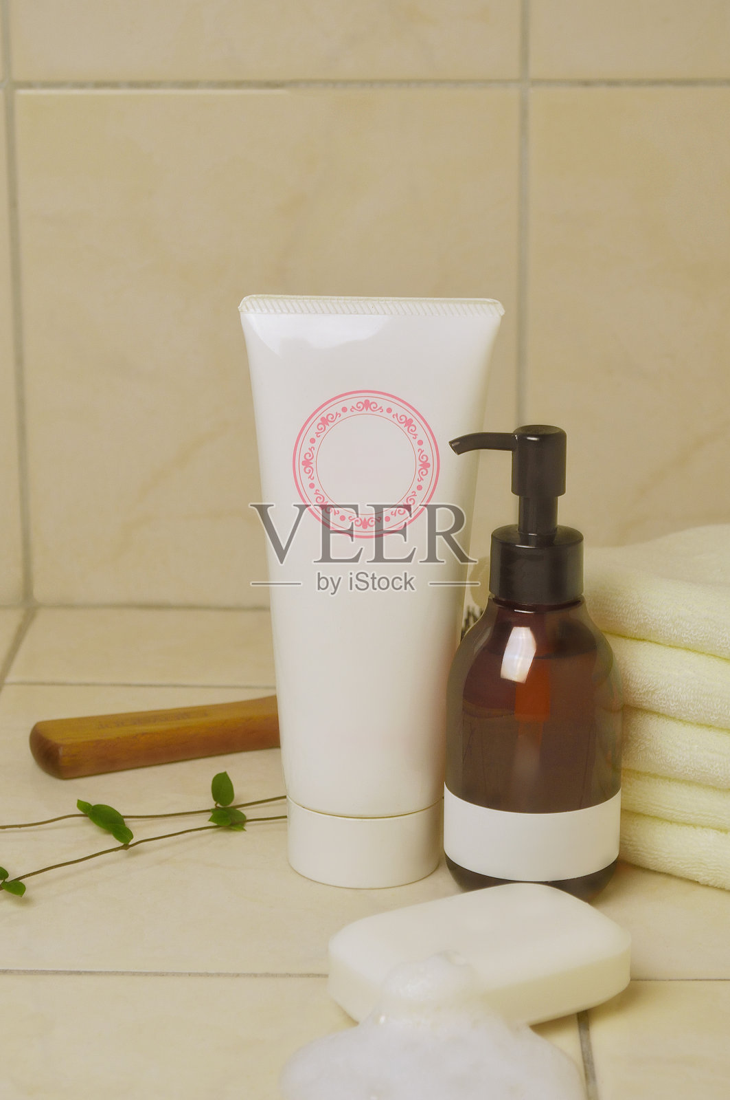 浴室内的沐浴用品照片摄影图片