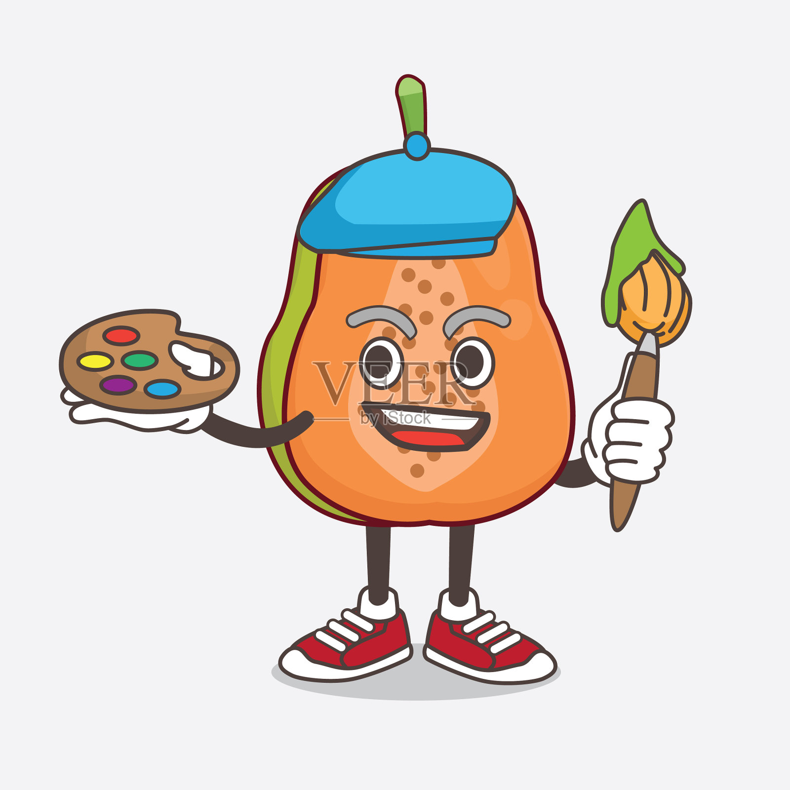 木瓜水果卡通吉祥物人物画家插画图片素材