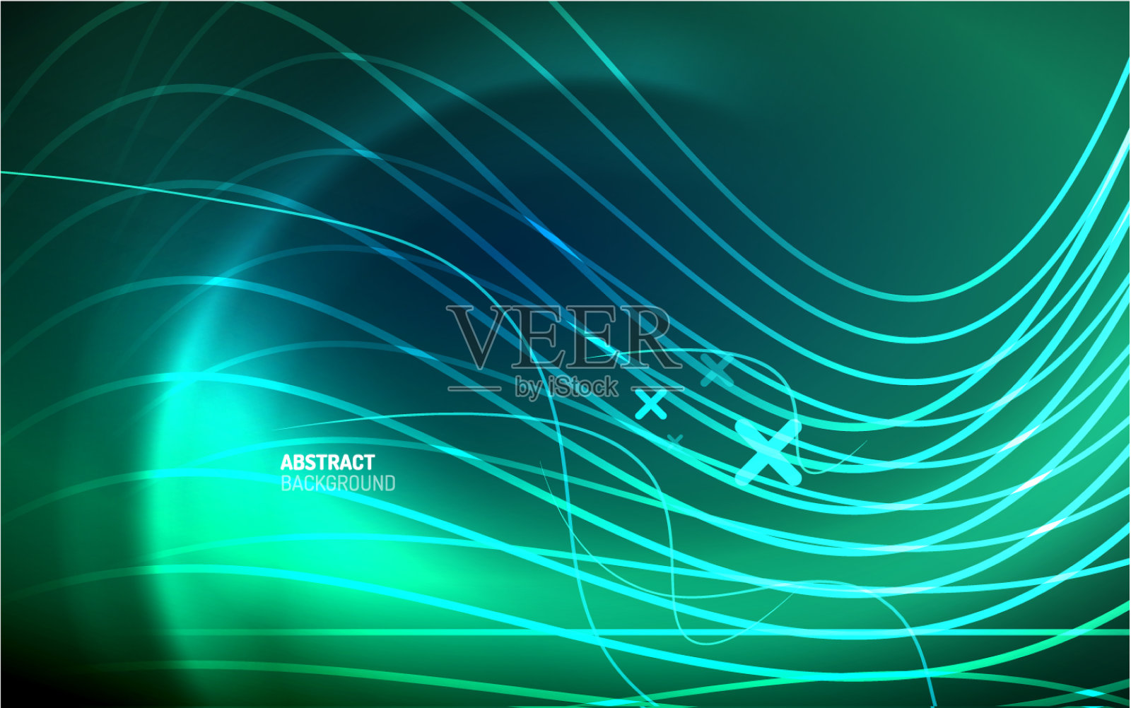 抽象背景-蓝色霓虹线设计插画图片素材