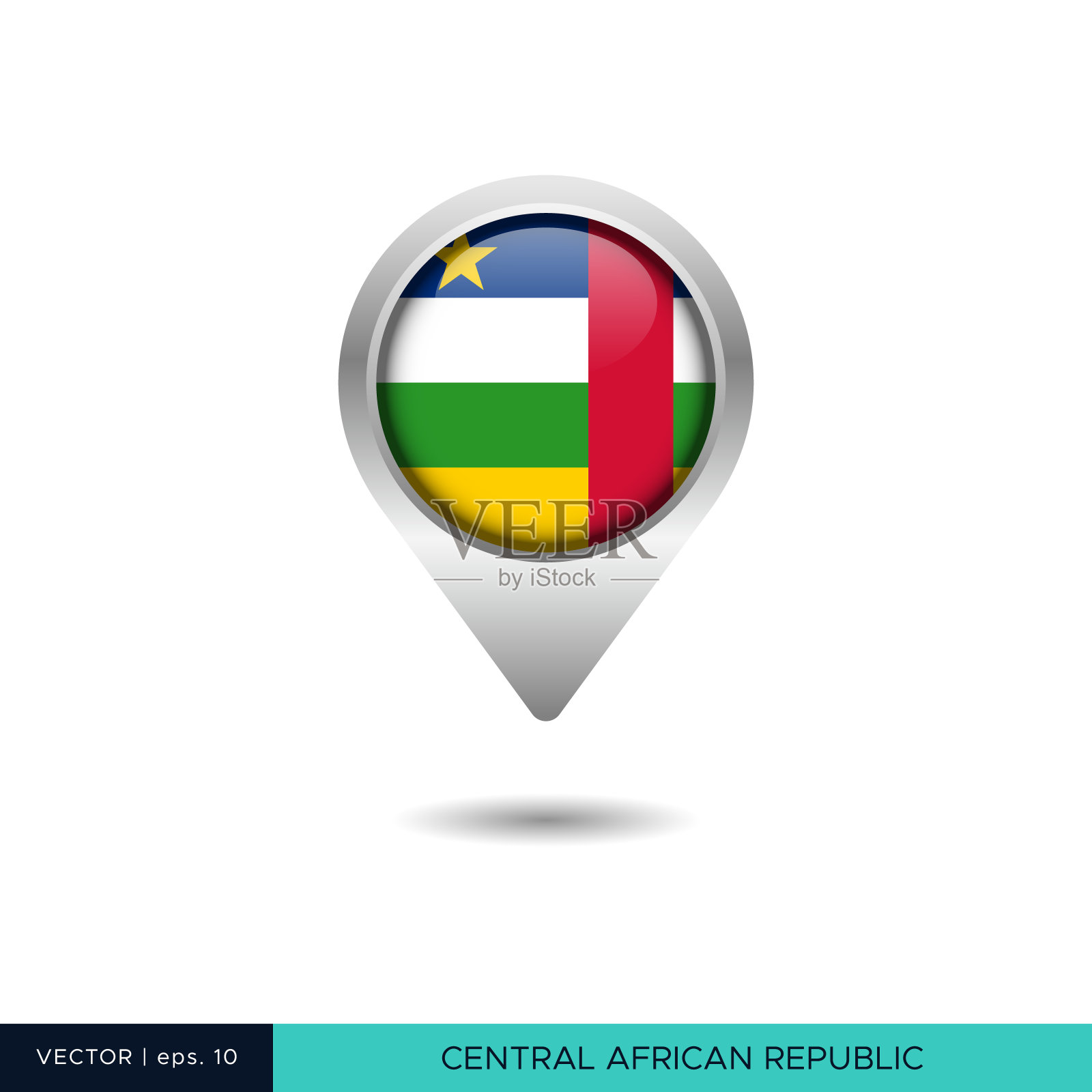 中非共和国旗帜地图引脚矢量股票插图设计模板。插画图片素材