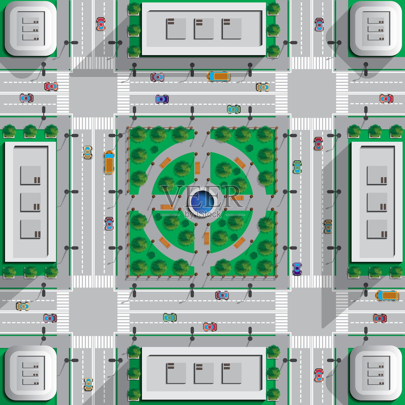 城市公园插画图片素材