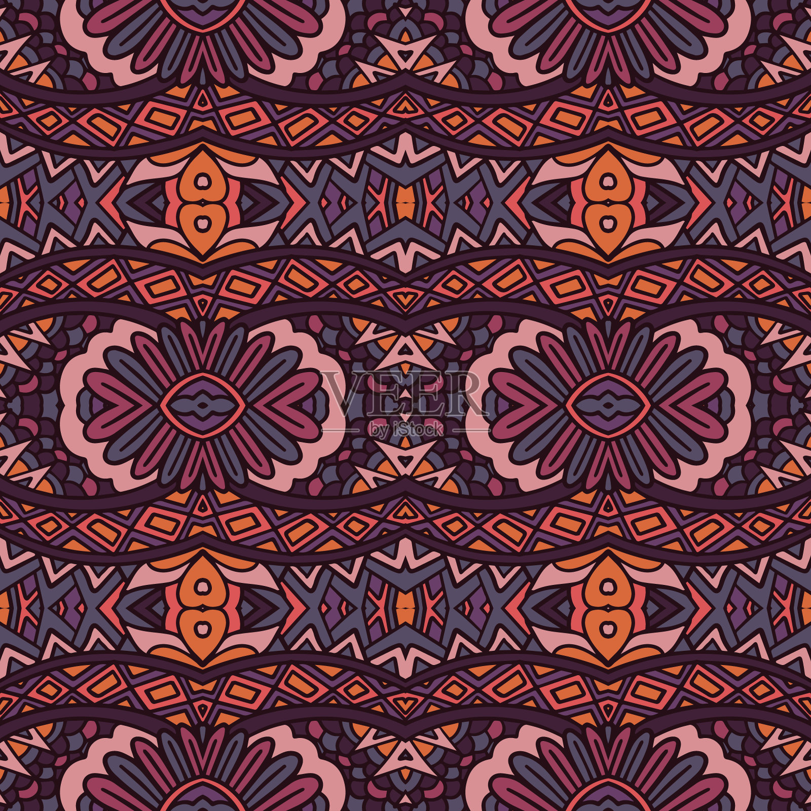 部落复古抽象几何民族图案无缝观赏性插画图片素材