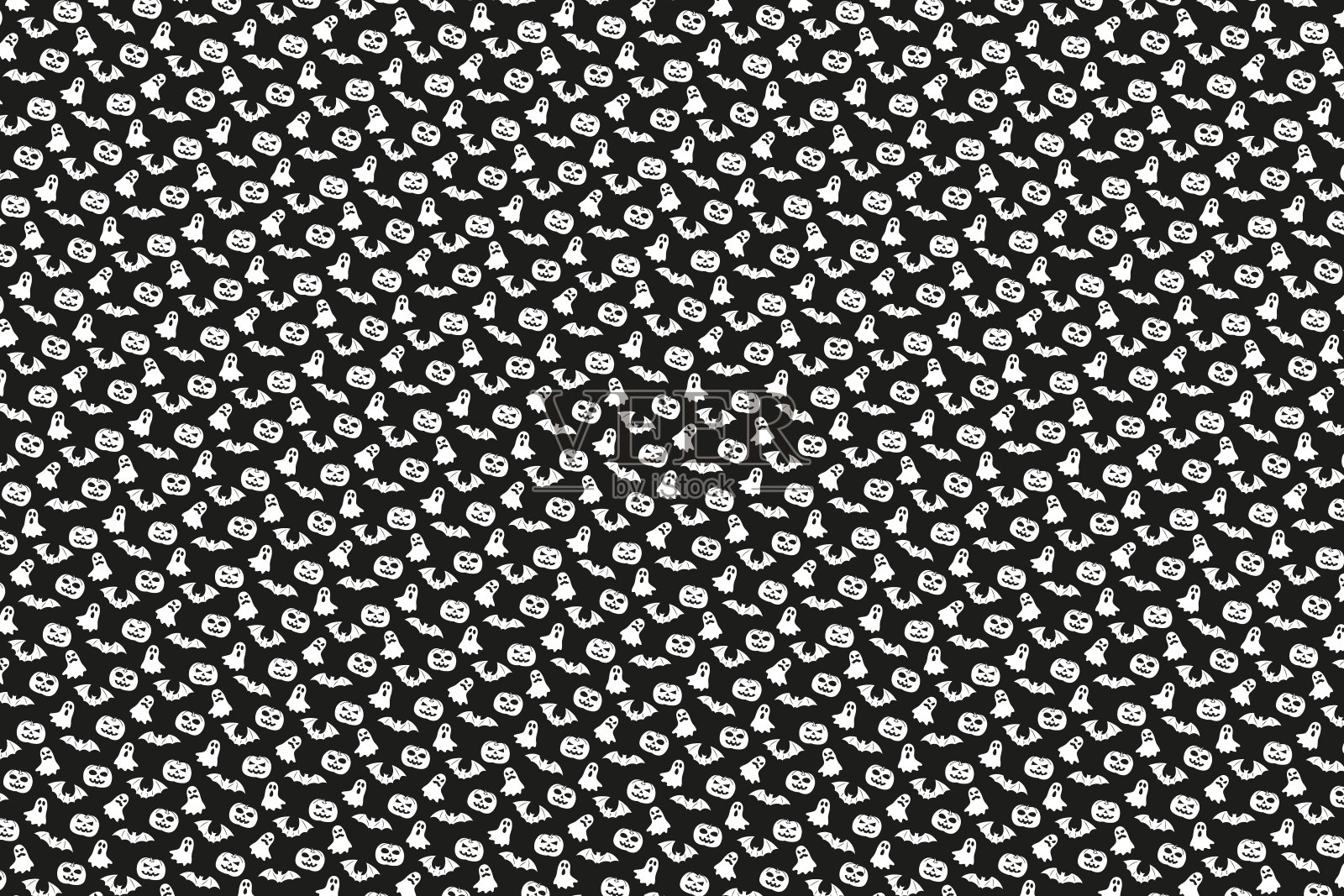 可怕的南瓜脸，蝙蝠和幽灵在黑色的背景。万圣节假日矢量装饰插图易于编辑和定制。Eps10插画图片素材