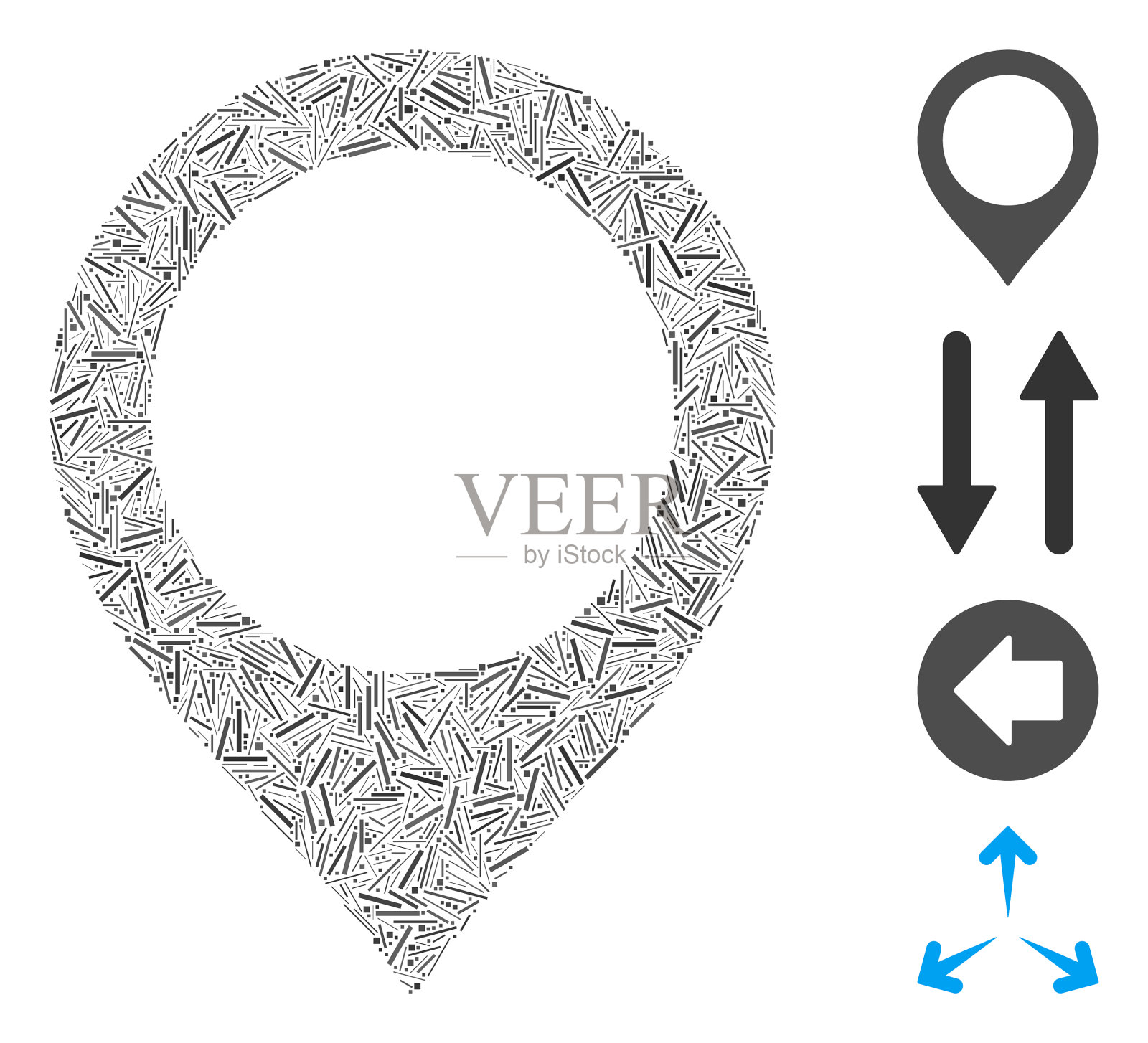 舱口地图标记图标马赛克插画图片素材