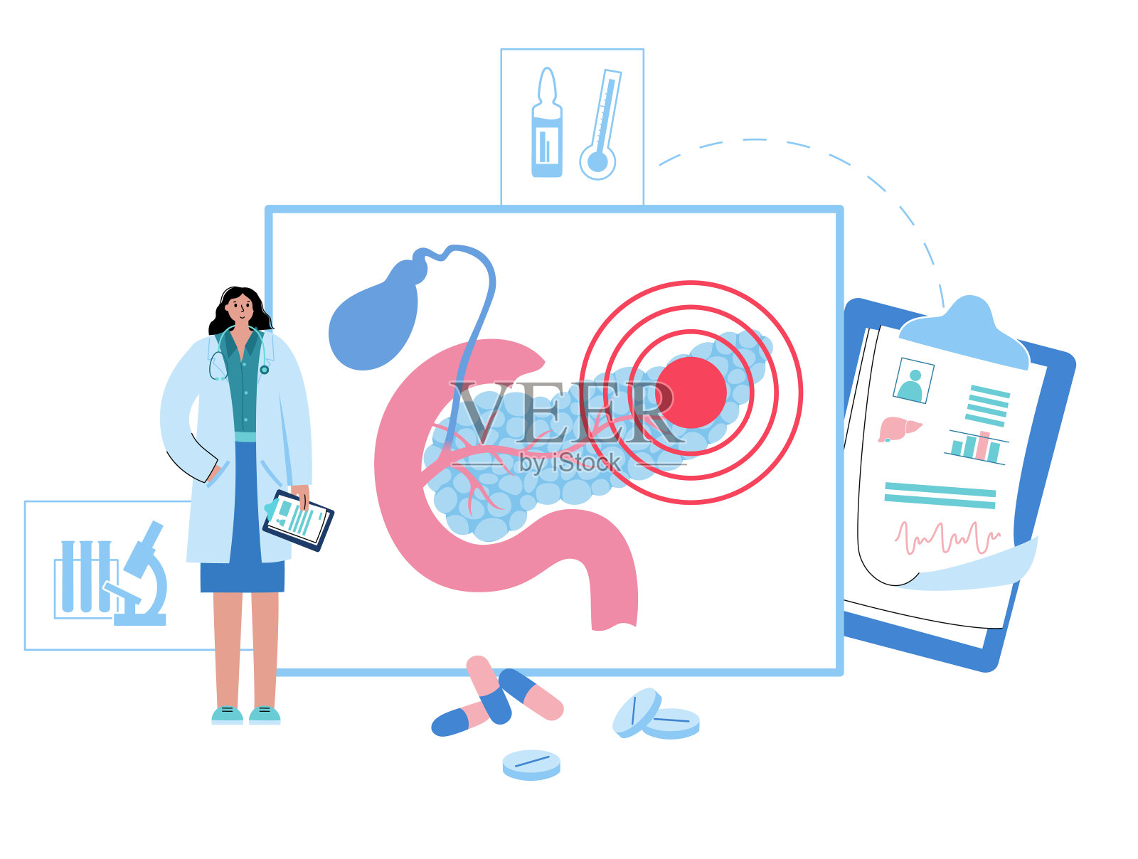 胰腺标志的概念插画图片素材