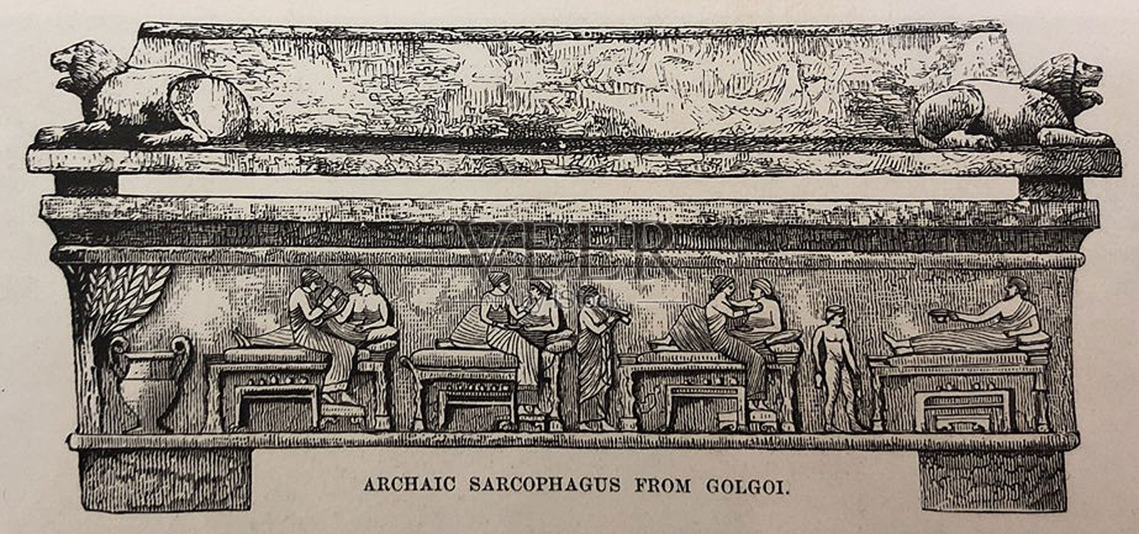古董插图-来自高尔盖的古石棺-大都会艺术博物馆插画图片素材