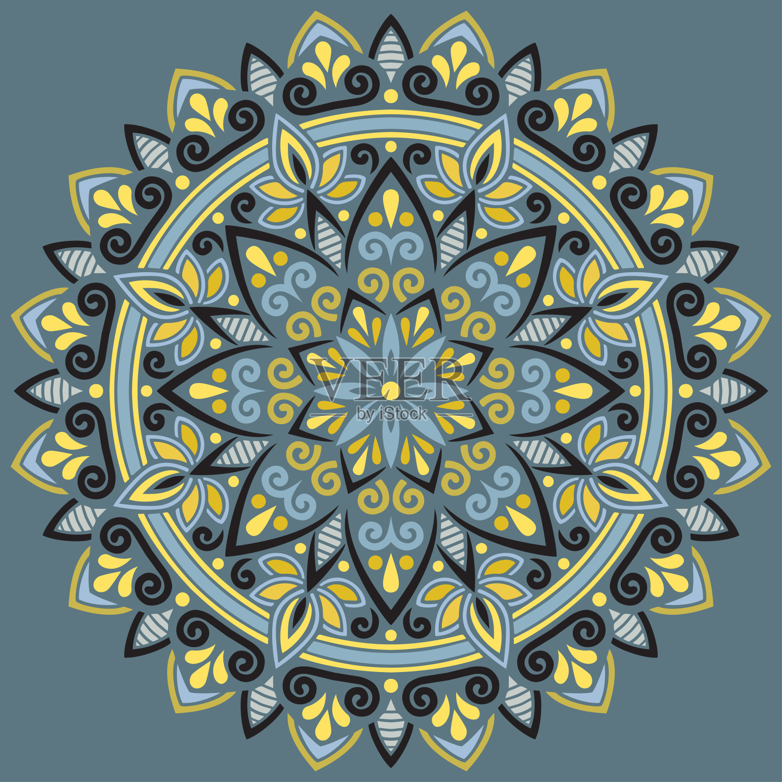 曼陀罗图案彩色蜡笔涂鸦素描好心情插画图片素材