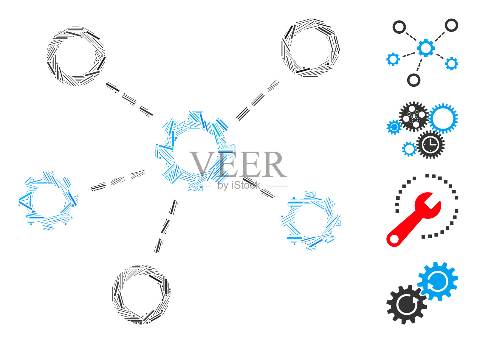 线路服务关系图标马赛克插画图片素材