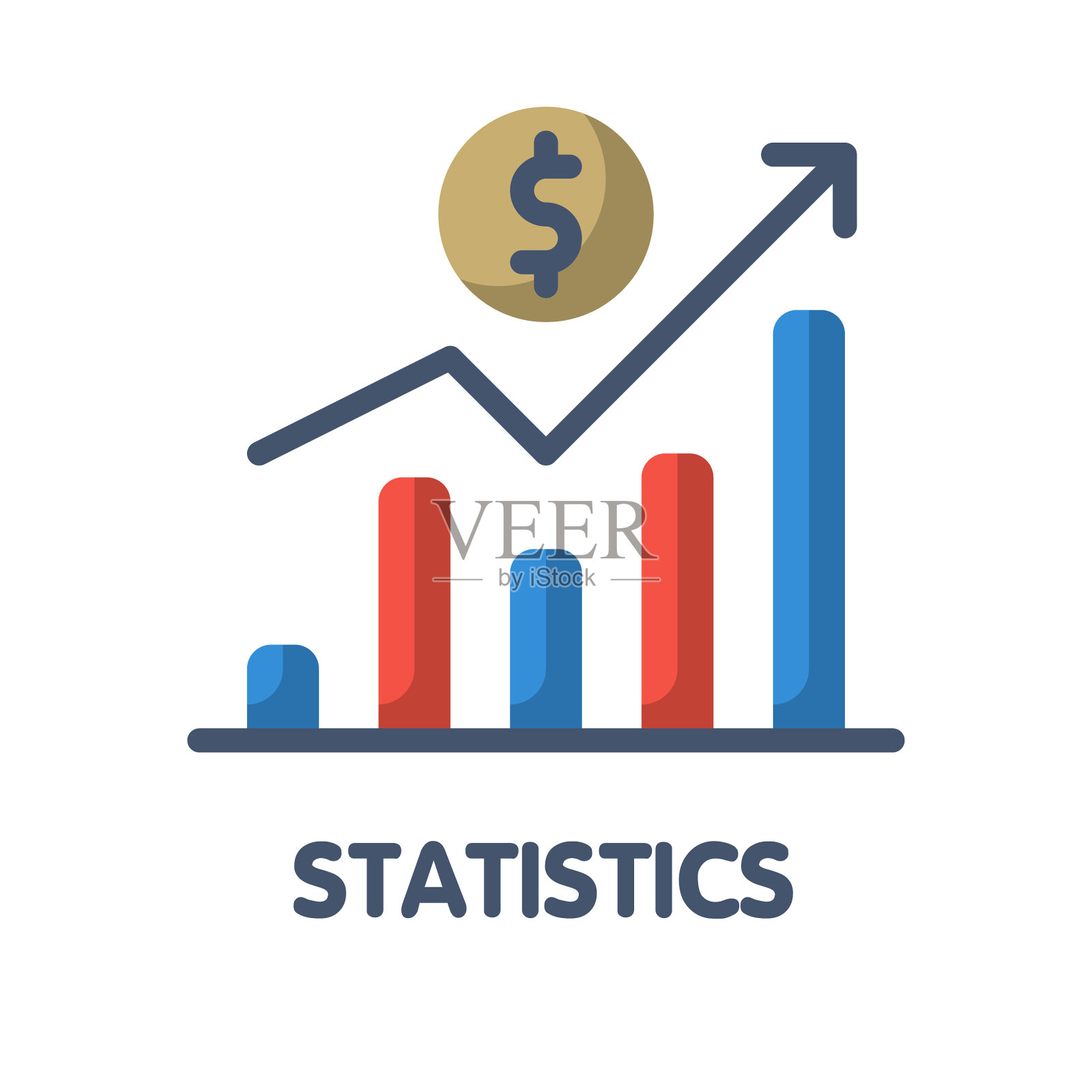 图标统计平面风格图标设计上的白色插画图片素材