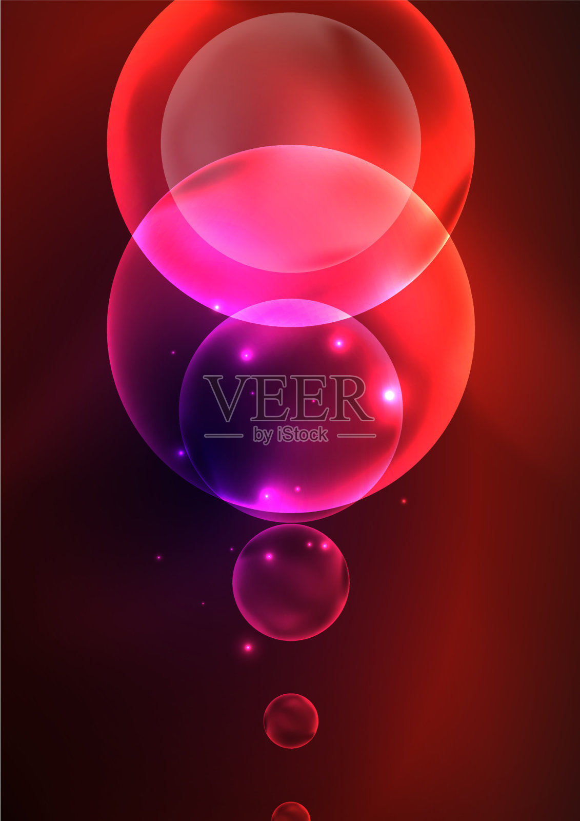 发光的霓虹灯，闪亮的透明气泡玻璃插画图片素材