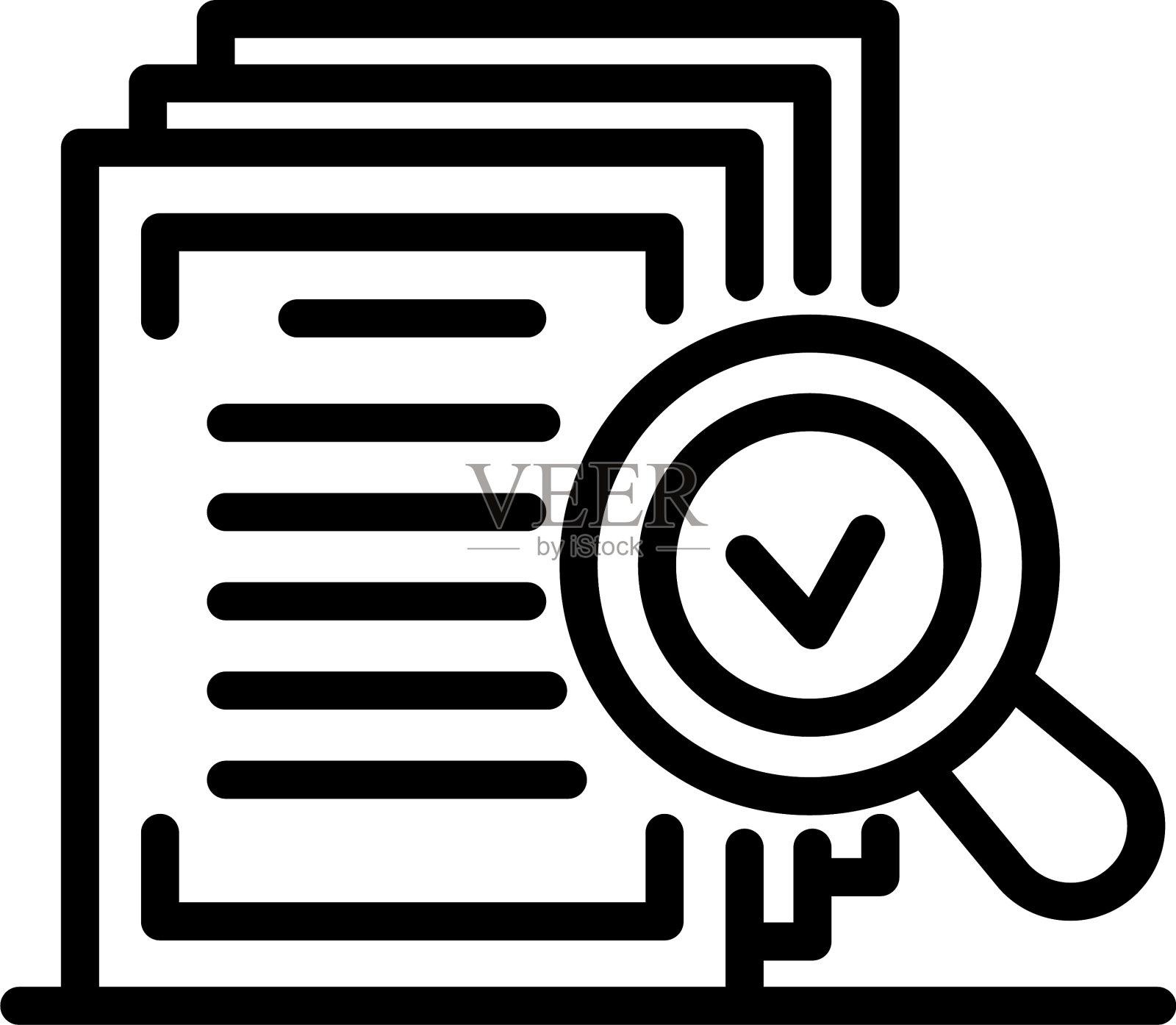 公证员认可的文件图标轮廓样式插画图片素材