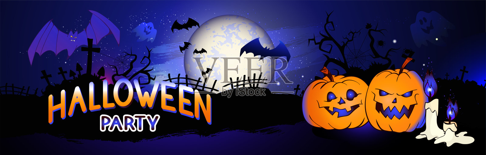 矢量万圣节插图与南瓜头。插画图片素材