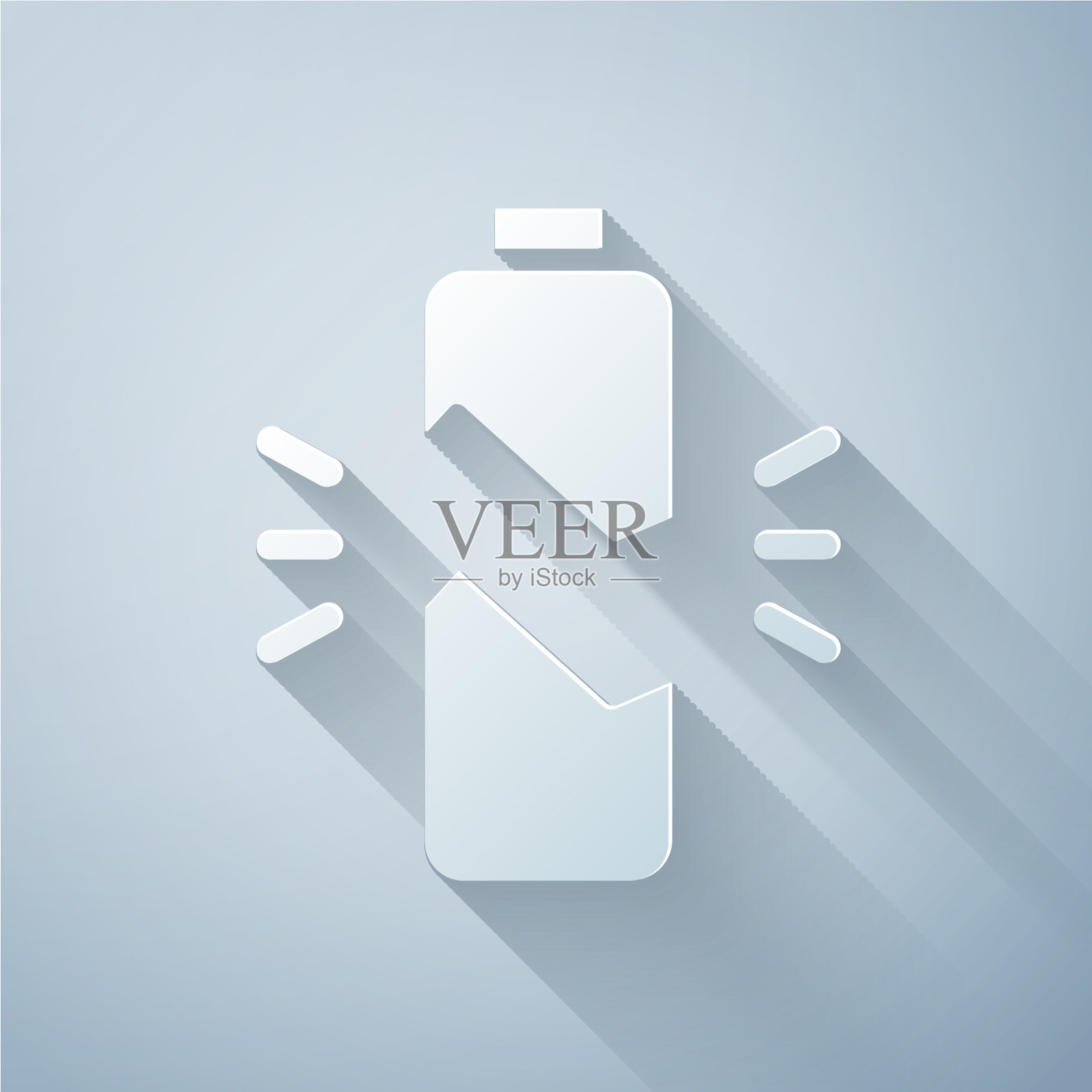 纸割破电池图标孤立在灰色图标素材