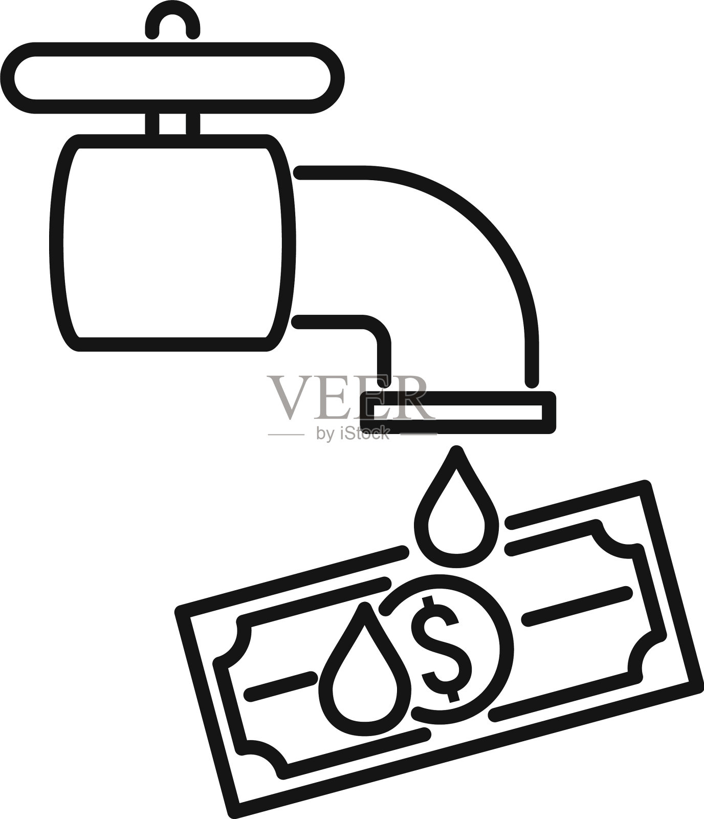 水龙头洗钱图标轮廓风格设计元素图片