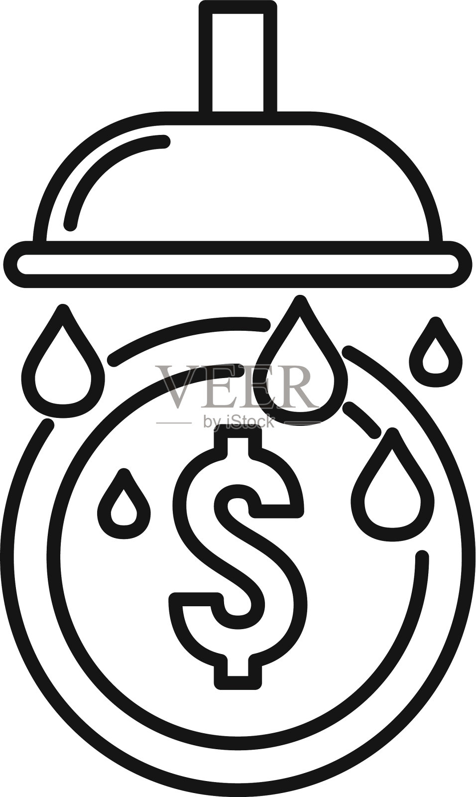 洗浴硬币图标轮廓风格设计元素图片