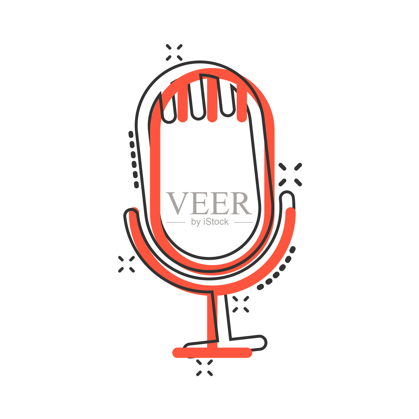 麦克风图标在漫画风格的工作室麦克设计元素图片