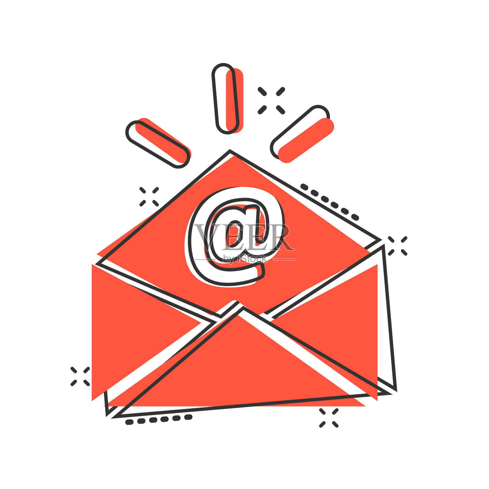 电子邮件消息图标在漫画风格的邮件文档插画图片素材