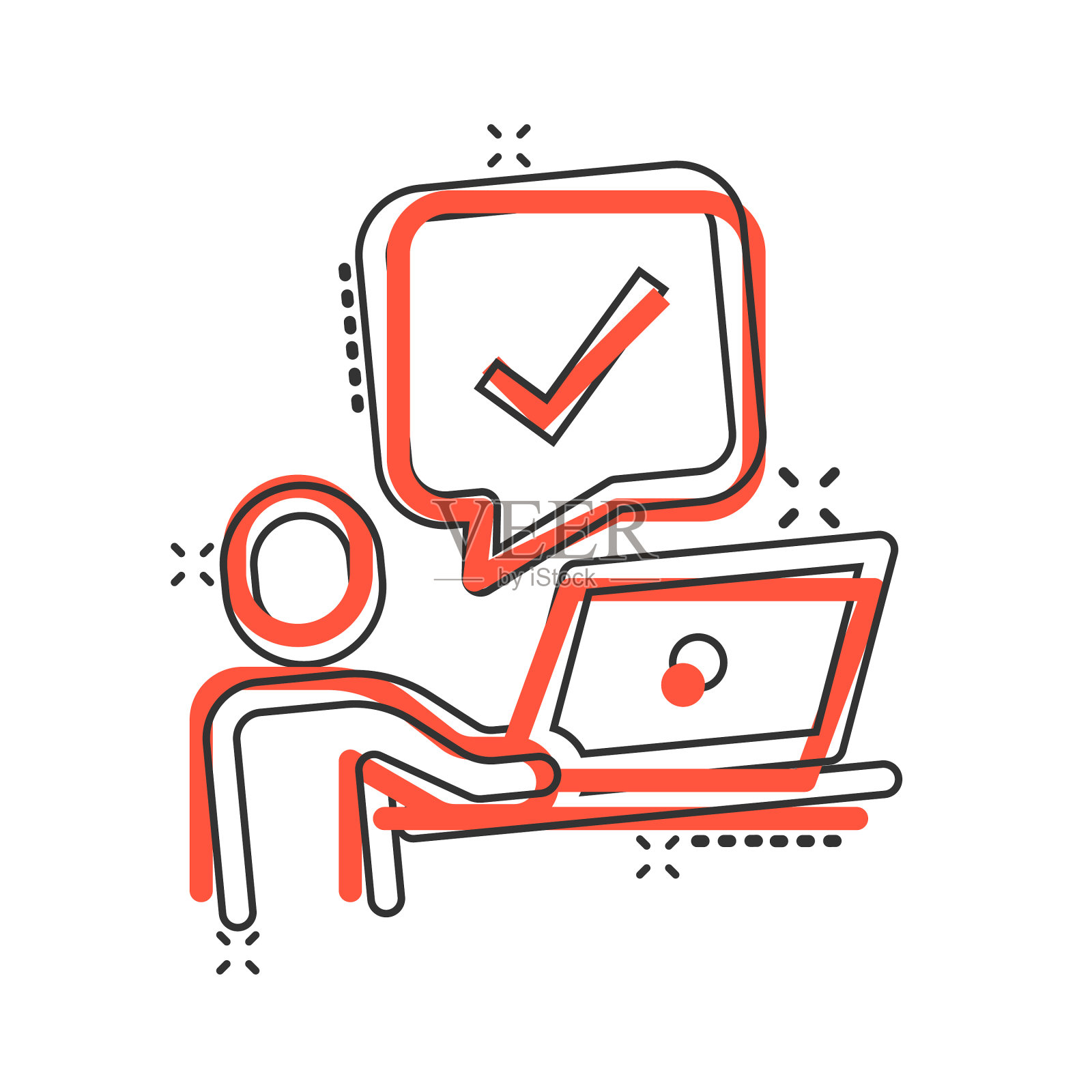 有漫画风格的笔记本电脑图标的人设计元素图片