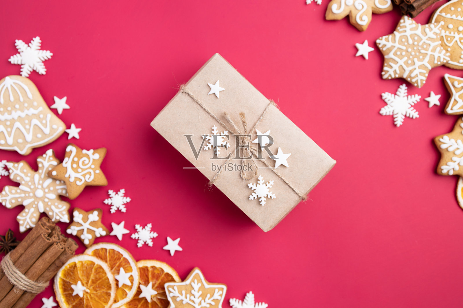 用姜饼做圣诞背景照片摄影图片