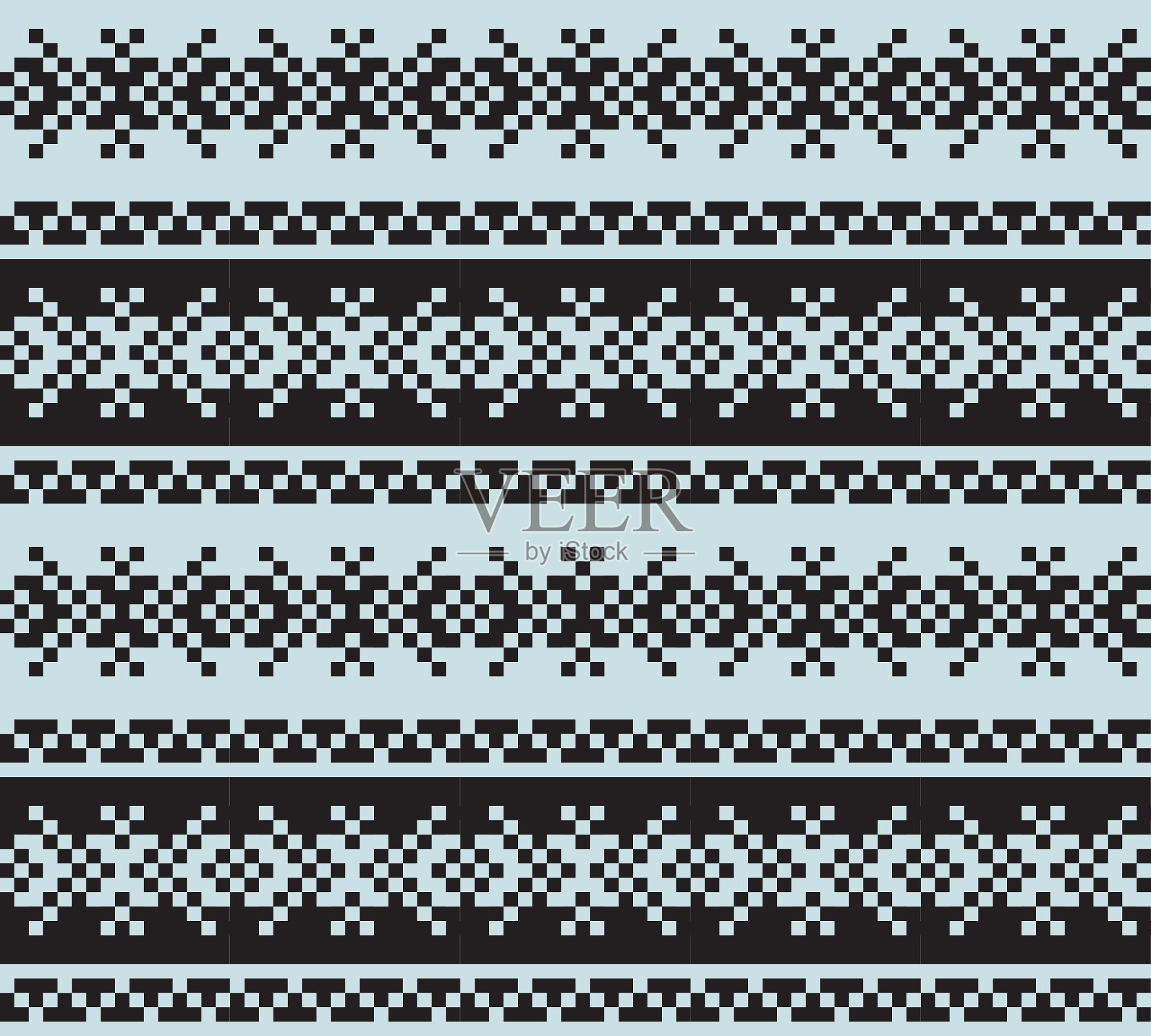 天蓝色圣诞集市岛无缝图案插画图片素材