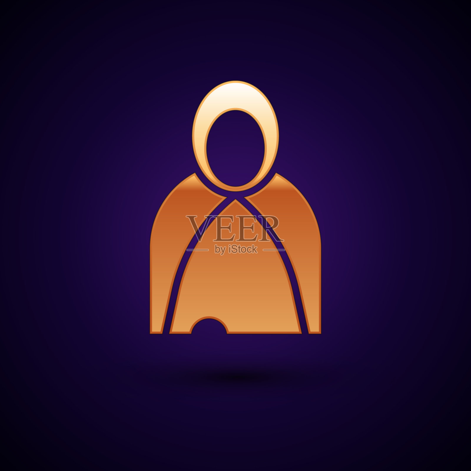 金色披风斗篷斗篷图标孤立在黑色插画图片素材