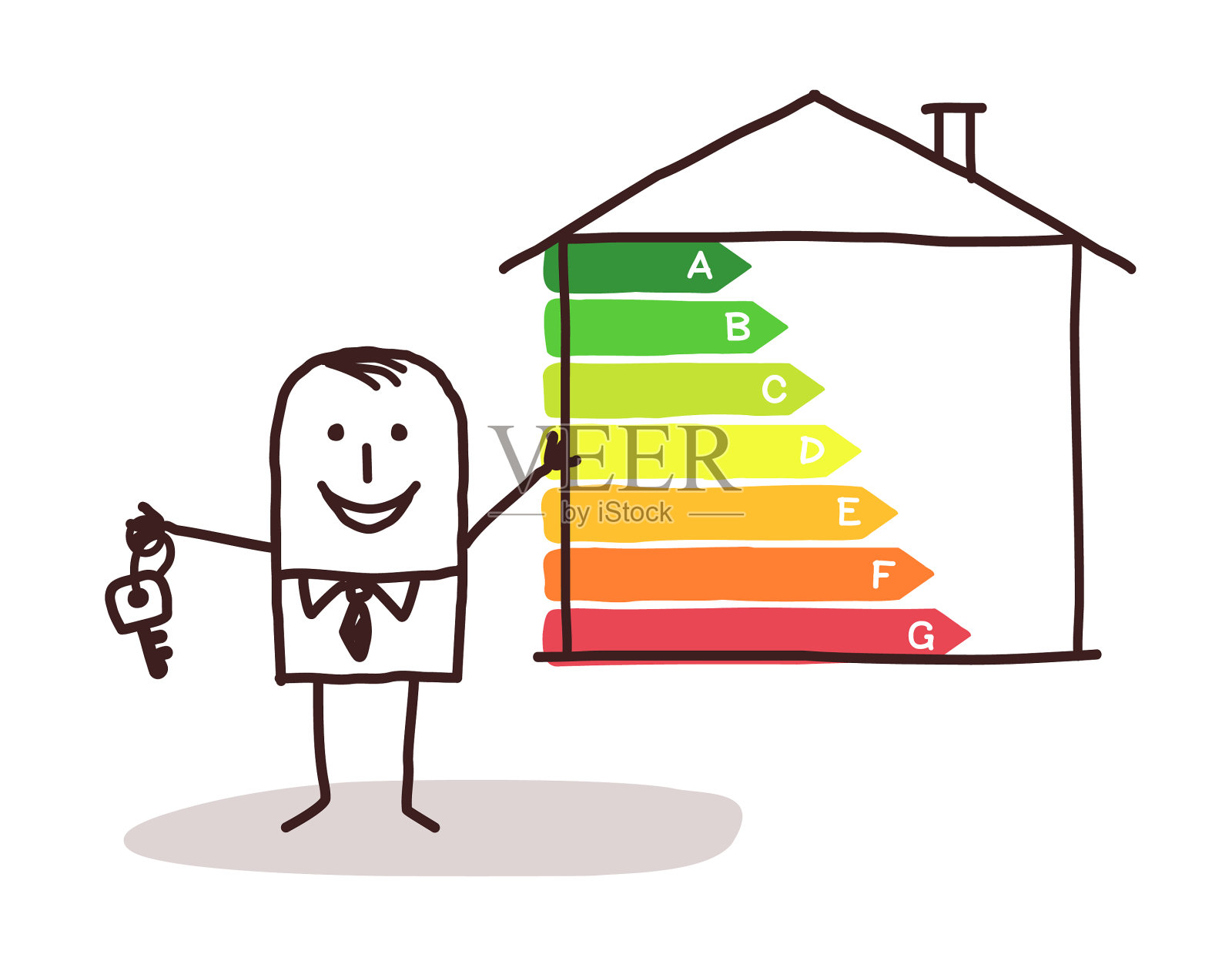 商人和低实力的房子插画图片素材