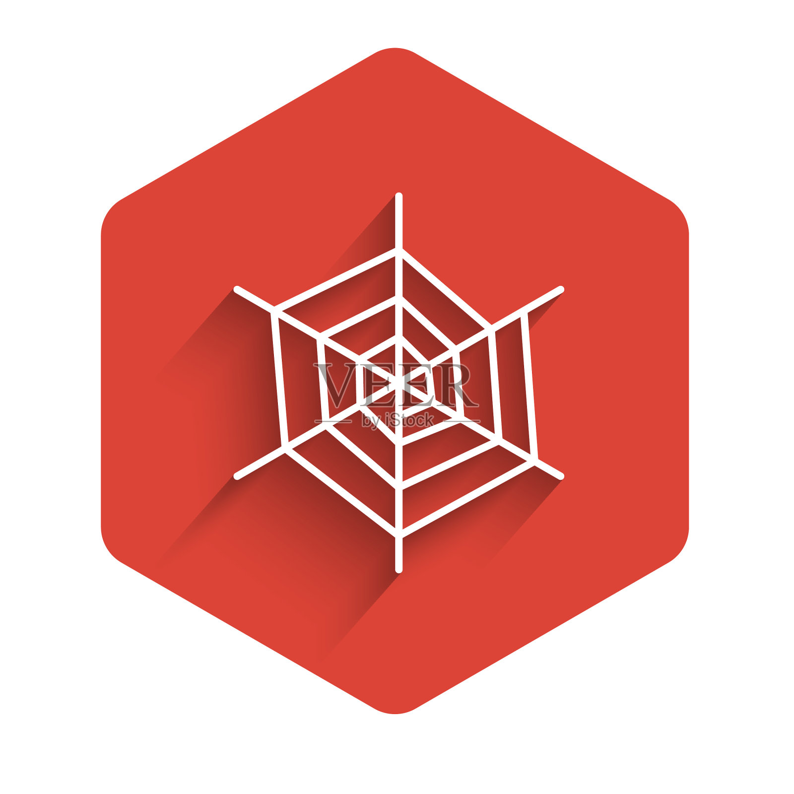 白线蜘蛛网图标与长隔离插画图片素材