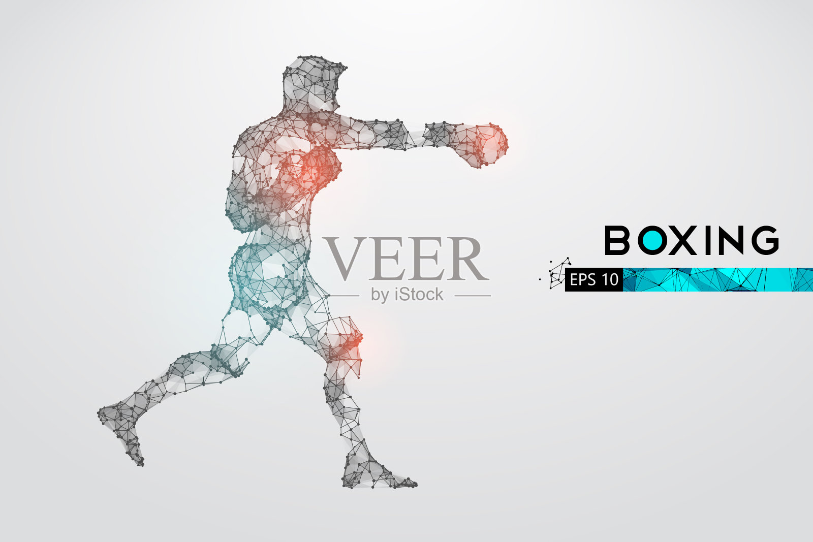 抽象剪影拳击手拳击手套插画图片素材