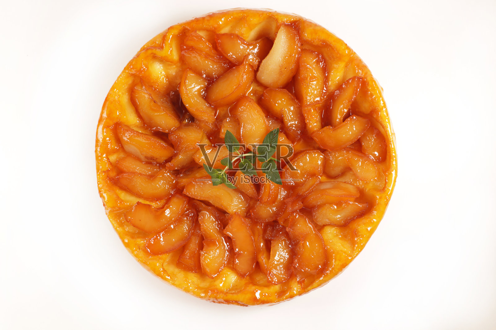 苹果挞-孤立在白色背景上的法国挞照片摄影图片