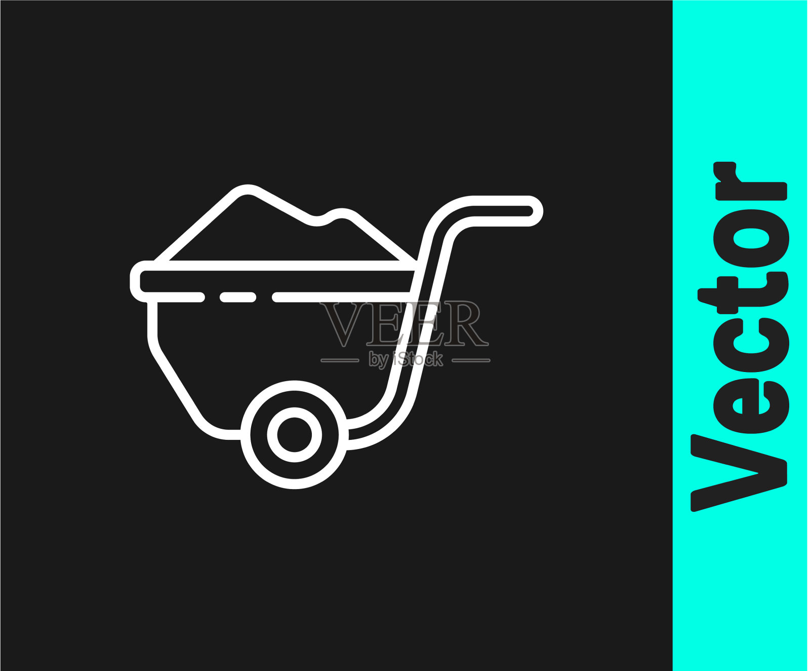 白色线独轮车与污垢图标隔离插画图片素材