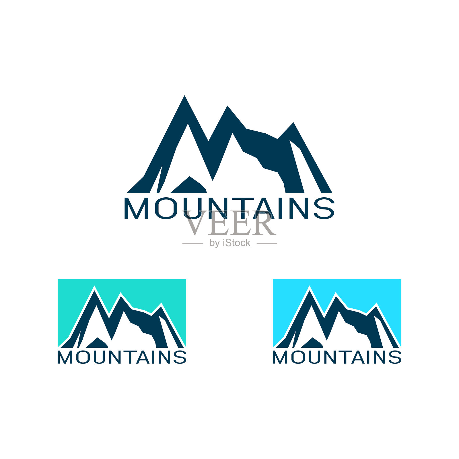 标志山在平面风格图标剪影插画图片素材