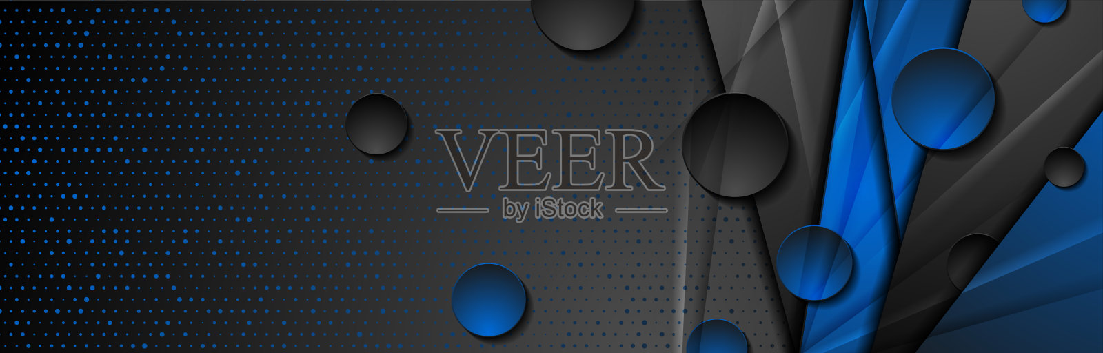 蓝色和黑色的几何背景与圆圈插画图片素材