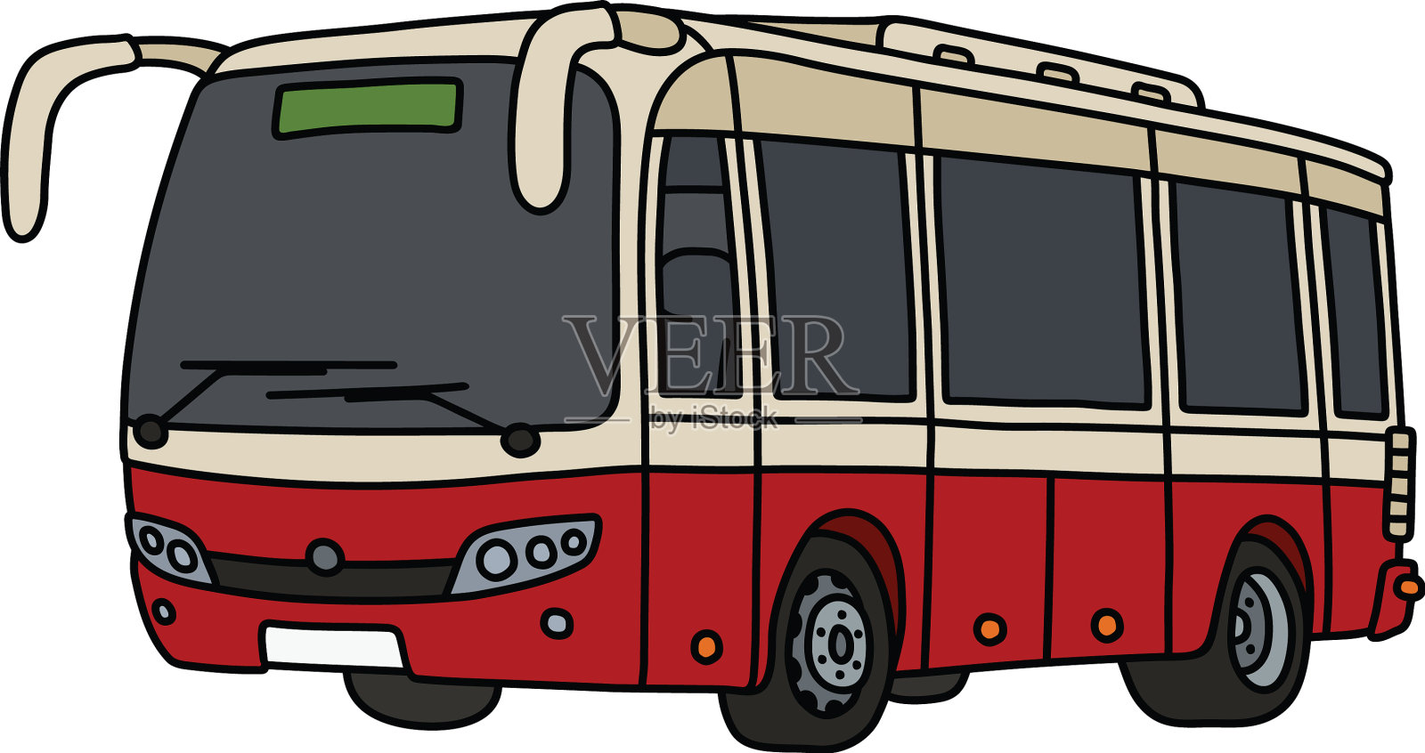 红色和白色的城市巴士设计元素图片