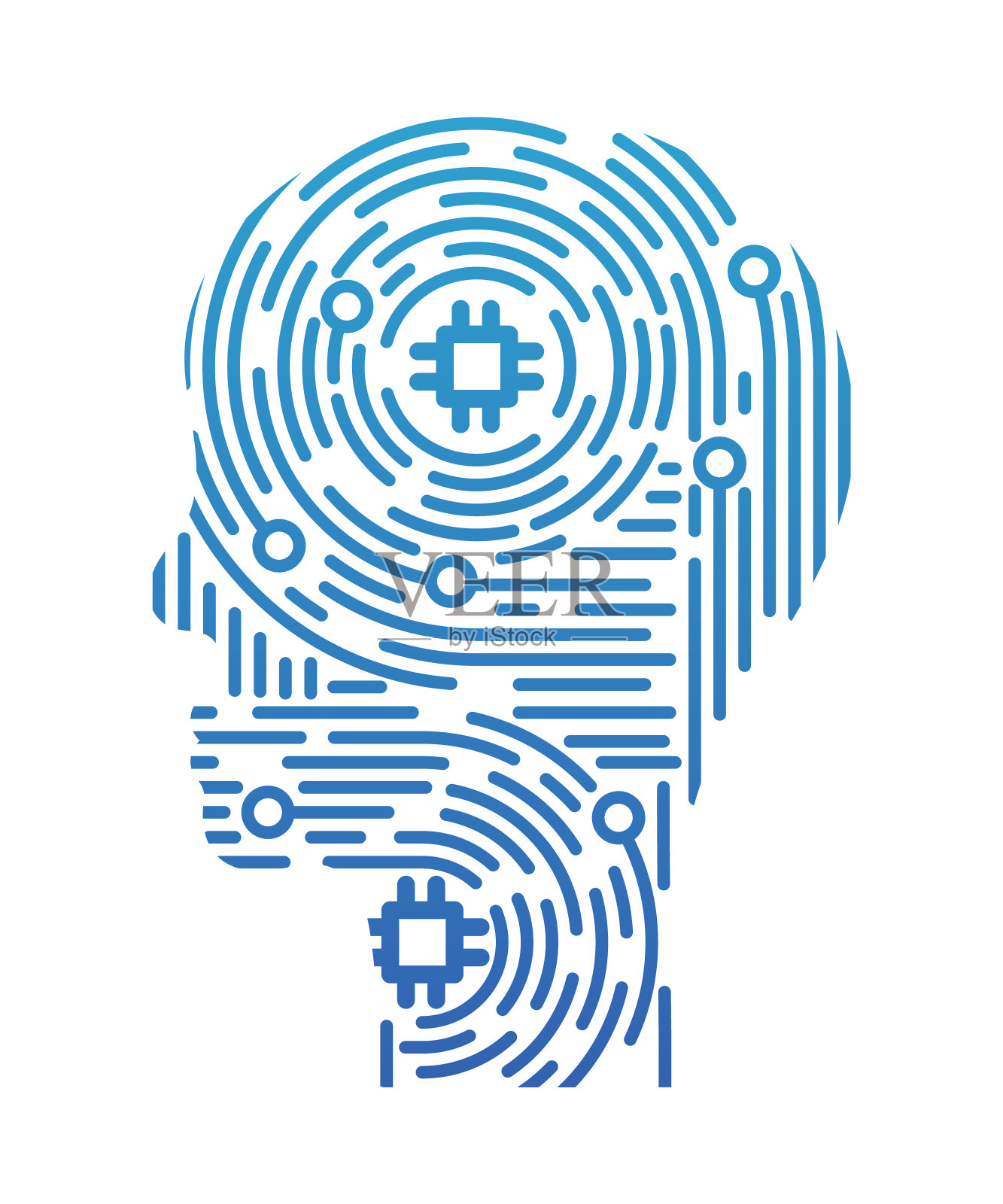 概念网络和网络安全指纹风格，平面设计矢量插图插画图片素材